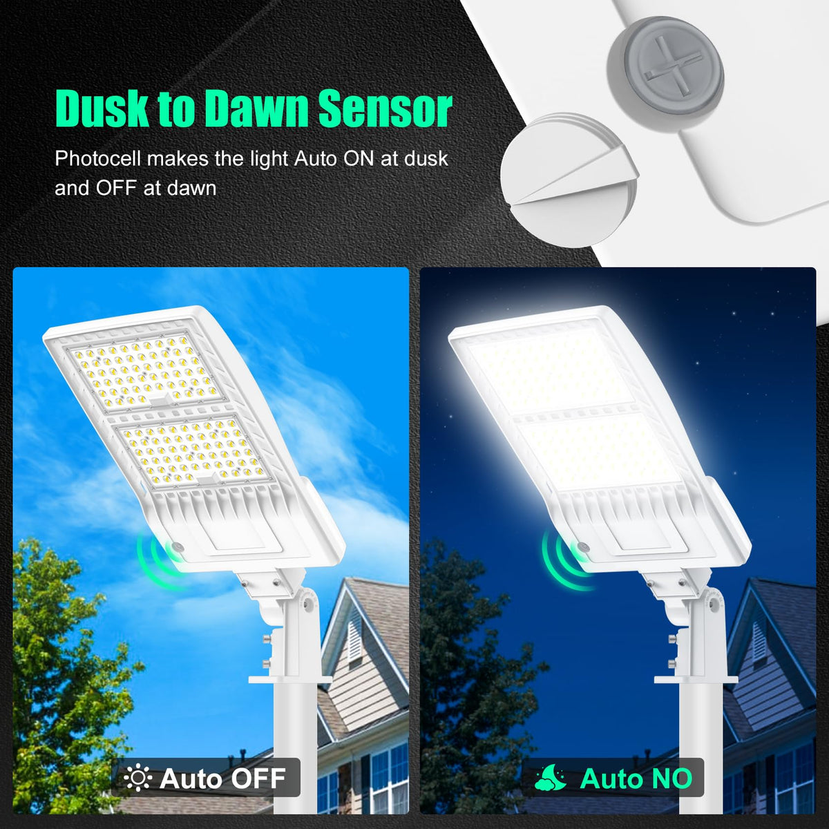 400W LED Parking Lot Lights Arm & Slip Fitter Mount Dusk to Dawn UL Listed (400W)