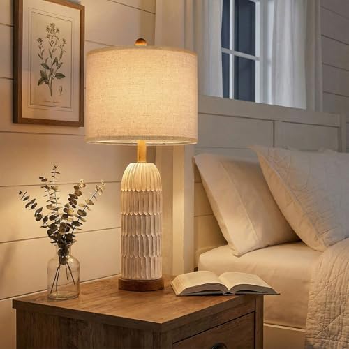 26.5" Bedside Table Lamps Set of 2 (26"-Yellowish and Brown)
