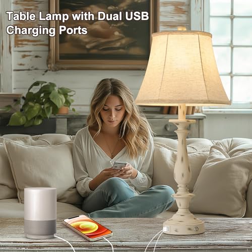 28.5'' Farmhouse Table Lamp Set of 2 (Distressed White / 28.5'')