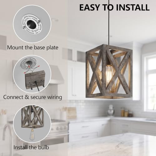 Farmhouse Pendant Light Fixture (Natural Brown / 2 Pack - L7")
