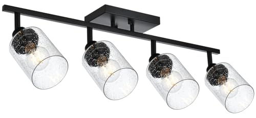 4 Light Black Track Lighting Kit Ceiling Mount Kitchen Track Lighting Fixtures (Black / 4-Light)