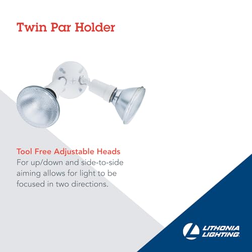 Adjustable Twin Par Flood Light Holder (White / 1 Count (Pack of 1) / Switch On and Off)