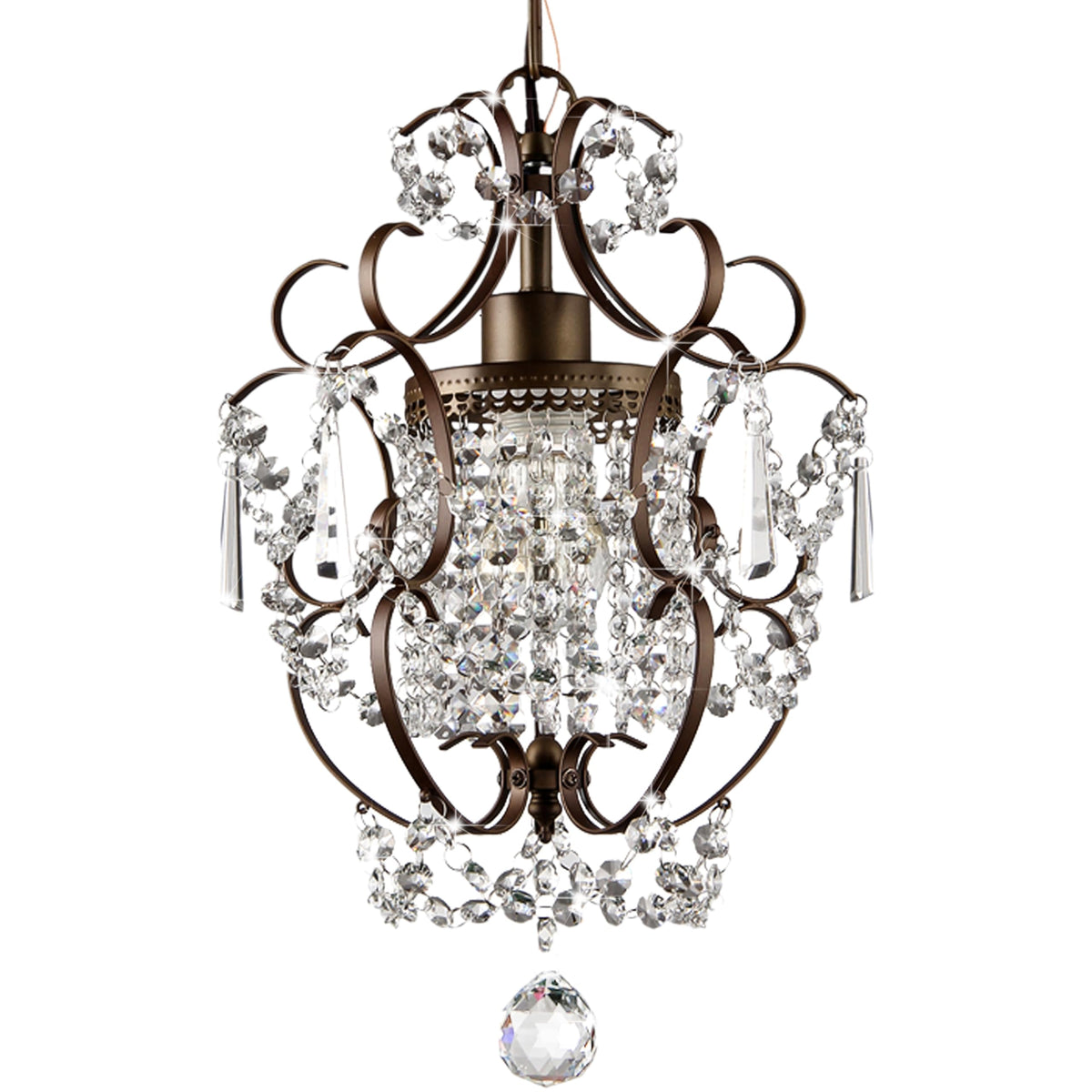 Crystal Chandelier Lighting Bronze D11×H15.8 1 Light Pendant (Bronze / 1-Light)