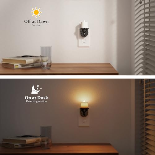 Night Lights Plug into Wall (Candle-3000K（Flicker） / 2 Pack)