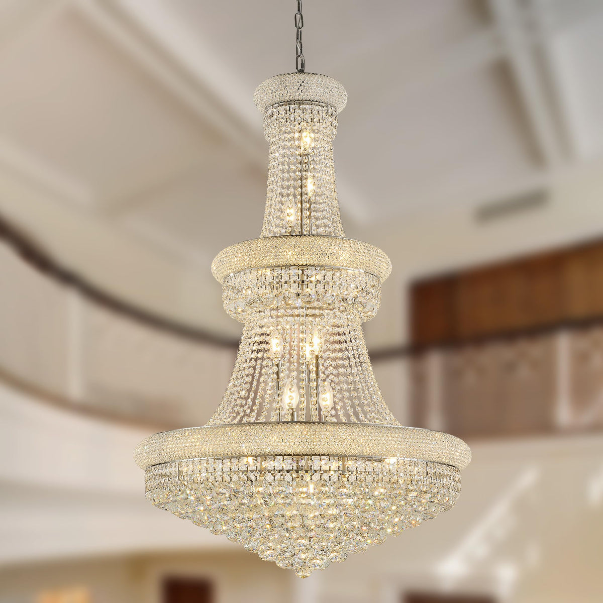 32" W 27 Light Luxury Foyer Chandeliers (32"(Silver))