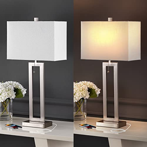Sabrina 28.5" Metal USB Industrial Lamp (Nickel)