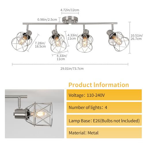 Ceiling Lighting Fixtures (Brushed Nickel / 4-Light-Cage)