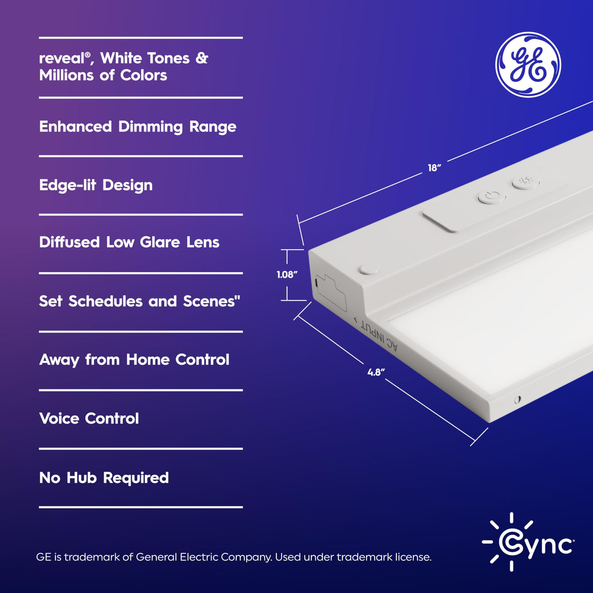 GE Reveal HD+ Smart Under Cabinet Light Bar (18 Inch / Light Bar)
