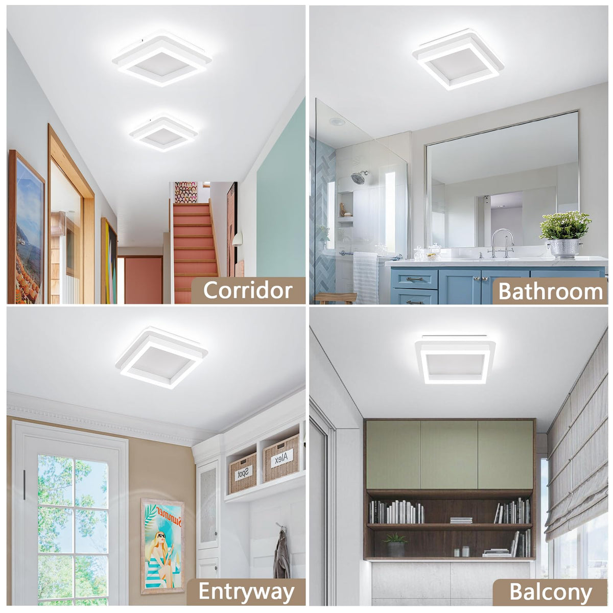 3 Packs Square Flush Mount Ceiling Light (White / 3 Packs)