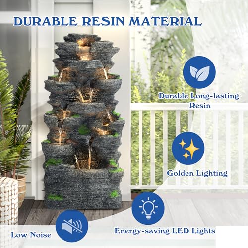 40" H Water Fountain Outdoor (Grey - Cascade)
