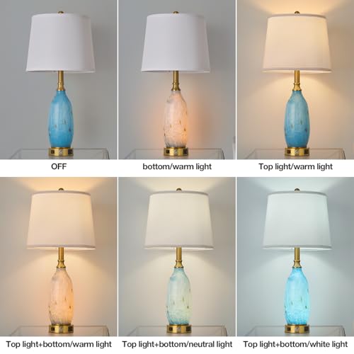 26" Modern Art Glass Table & Bedside Lamp (Blue+Gold / Large)
