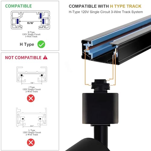 Plug in LED Track Lighting Kit H Type 3CCT 2PCS 10W Black (Black 3CCT / 2‑Light 1.4FT Track Kit)