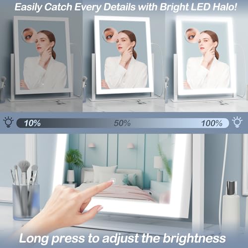 15.2 x 13 in Lighted Makeup Mirror (White 1 / 15.2"L x 13"W)