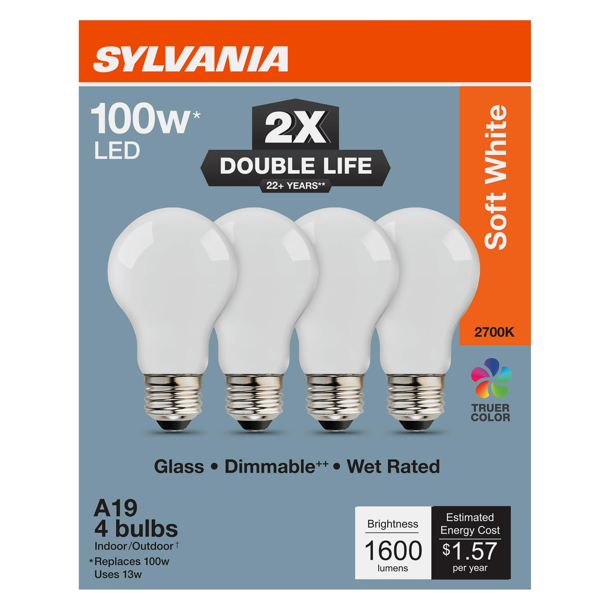 Sylvania Double Life LED Light Bulb (2700k (Soft White) / 4 Pack)