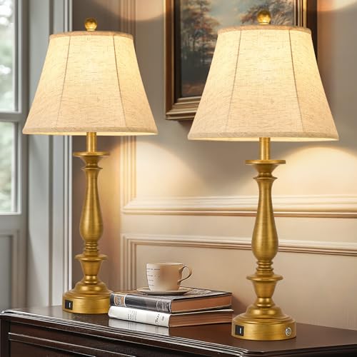 28.5'' Farmhouse Table Lamp Set of 2 (Antique Gold / 28.5'')