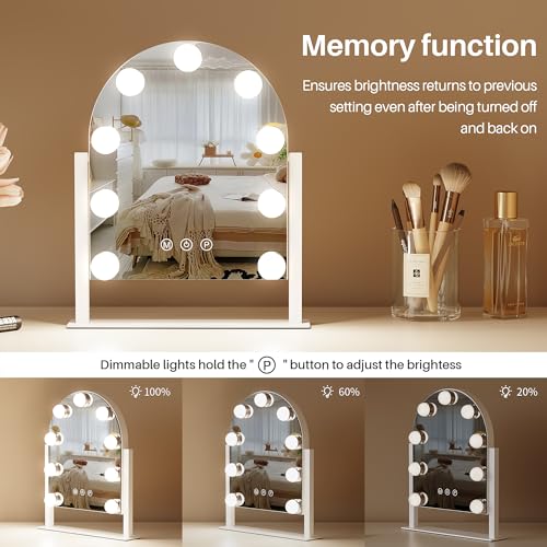 Makeup Mirror with Lights (White-arch 9 Bulbs)