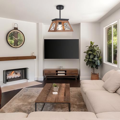 9.84Inches Farmhouse Pendant Light Fixture (10InchesWood)