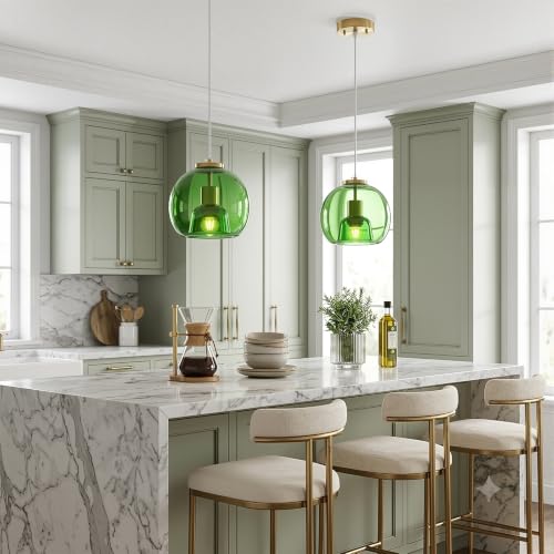 Emerald Green Glass Pendant Light Kitchen Island (Emerald Green(7.87 in) / 1-Pack)