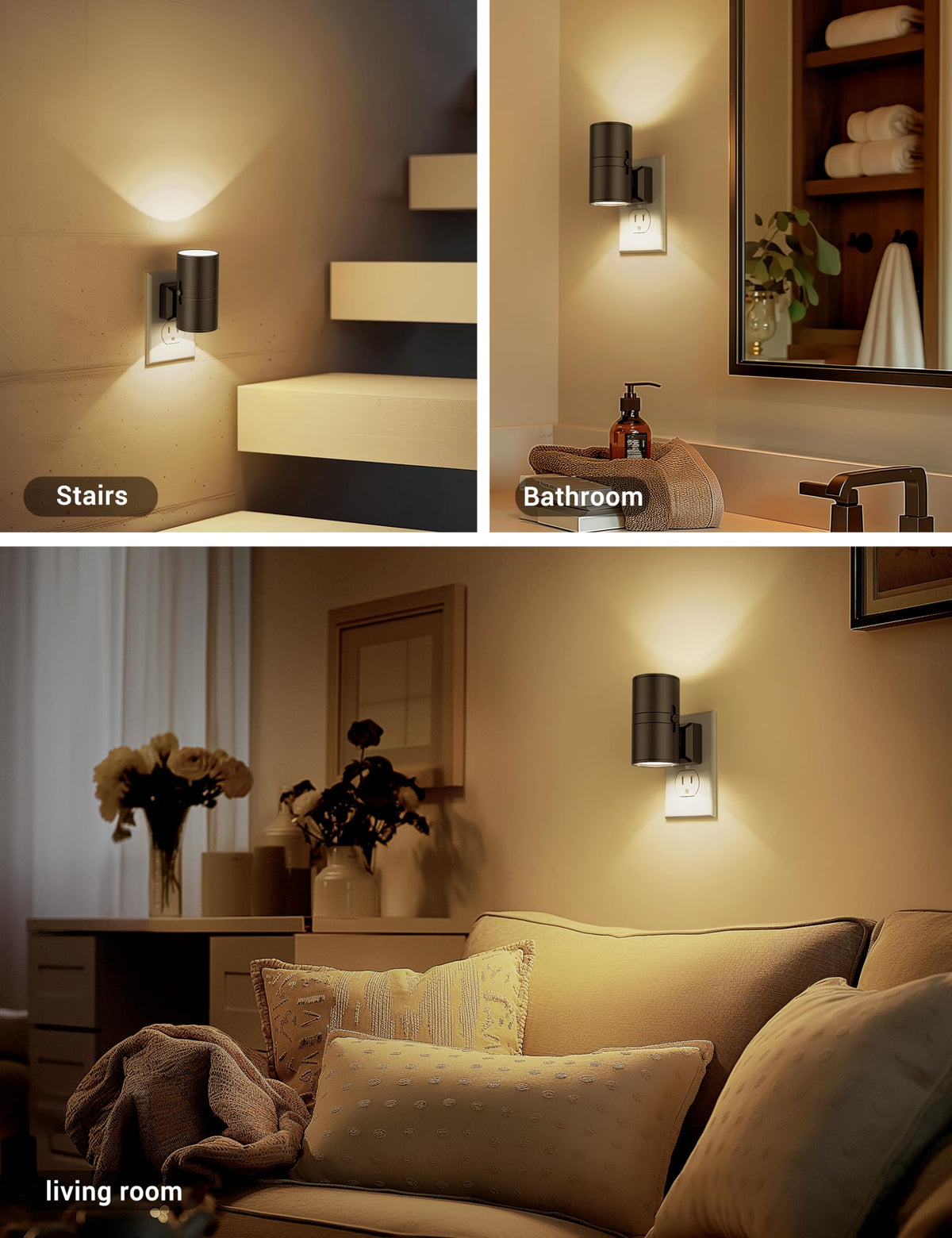 Night Lights Plug into Wall (Black)