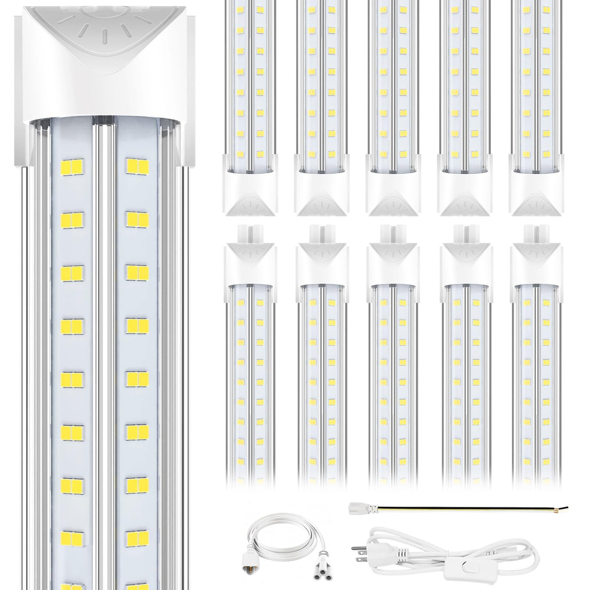 10-Pack) 8FT LED Shop Lights, 150W 23000LM High Output, V-Shape