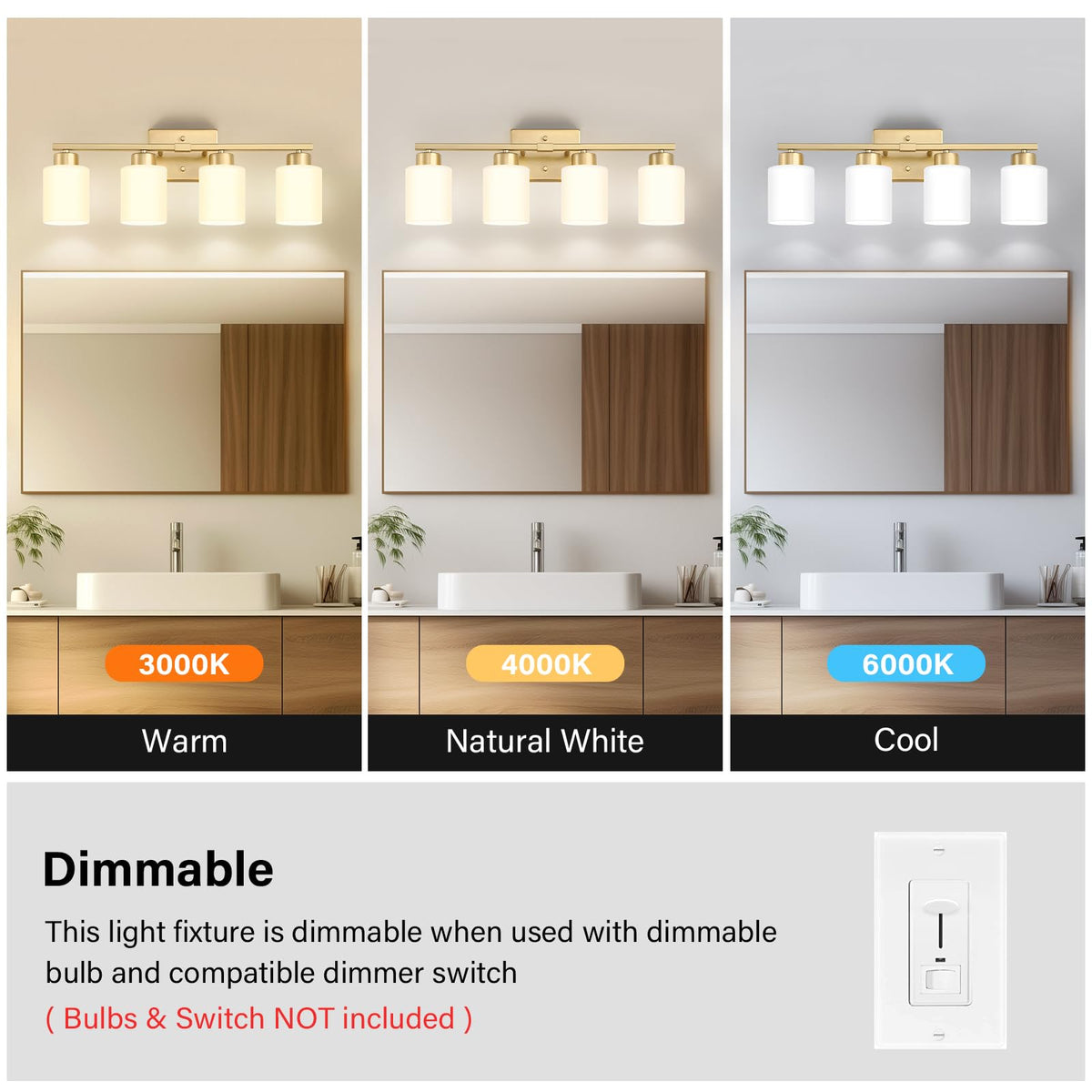 Gold Bathroom Light Fixtures Vanity Lights Over Mirror (Gold / 24.02 inch)