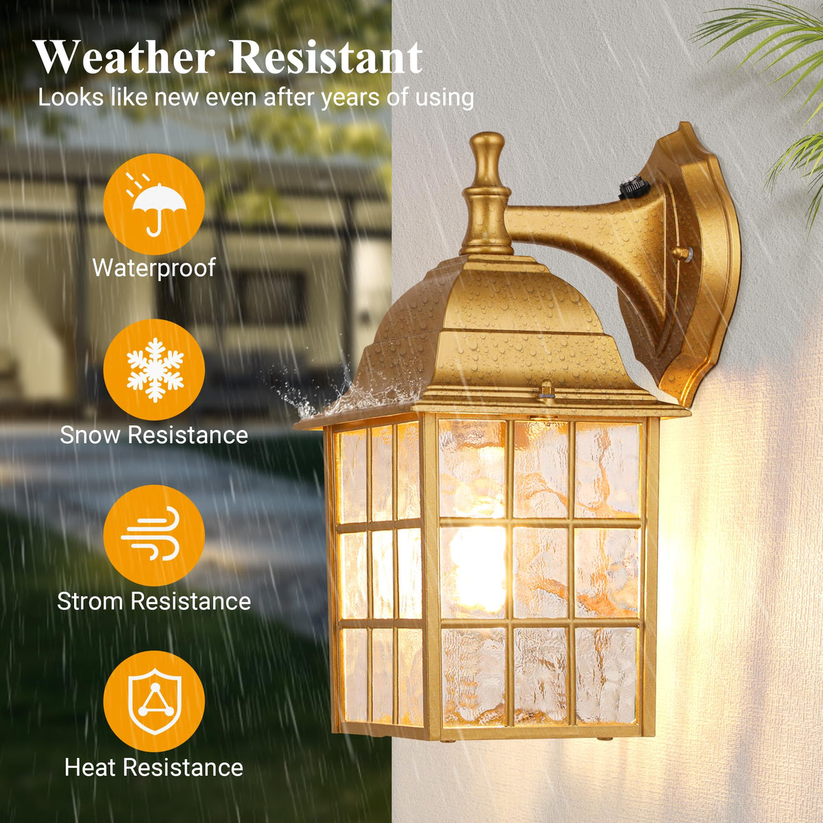2 Pack Outdoor Light Fixtures (Gold)