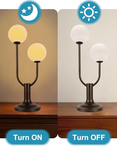 Globe Black Table Lamp for Bedroom Gift Dimmable G9 Bulbs Included (06-Black-Globe-2U)