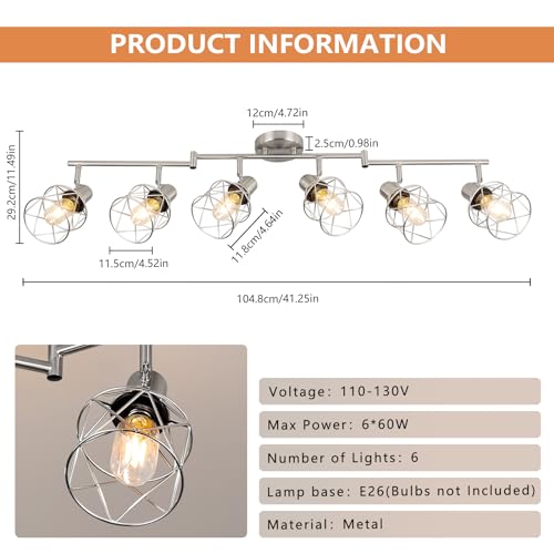 Track Lighting Fixtures (Brushed Nickel / 6-Light-Cage)