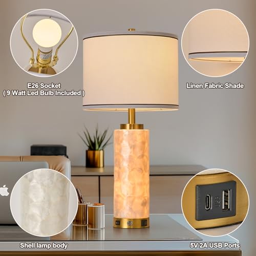26" Modern Art Glass Table & Bedside Lamp (Shell color white / Large)