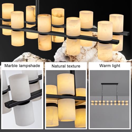 Alabaster Round Chandelier (6-Rectangular-Black-54in)