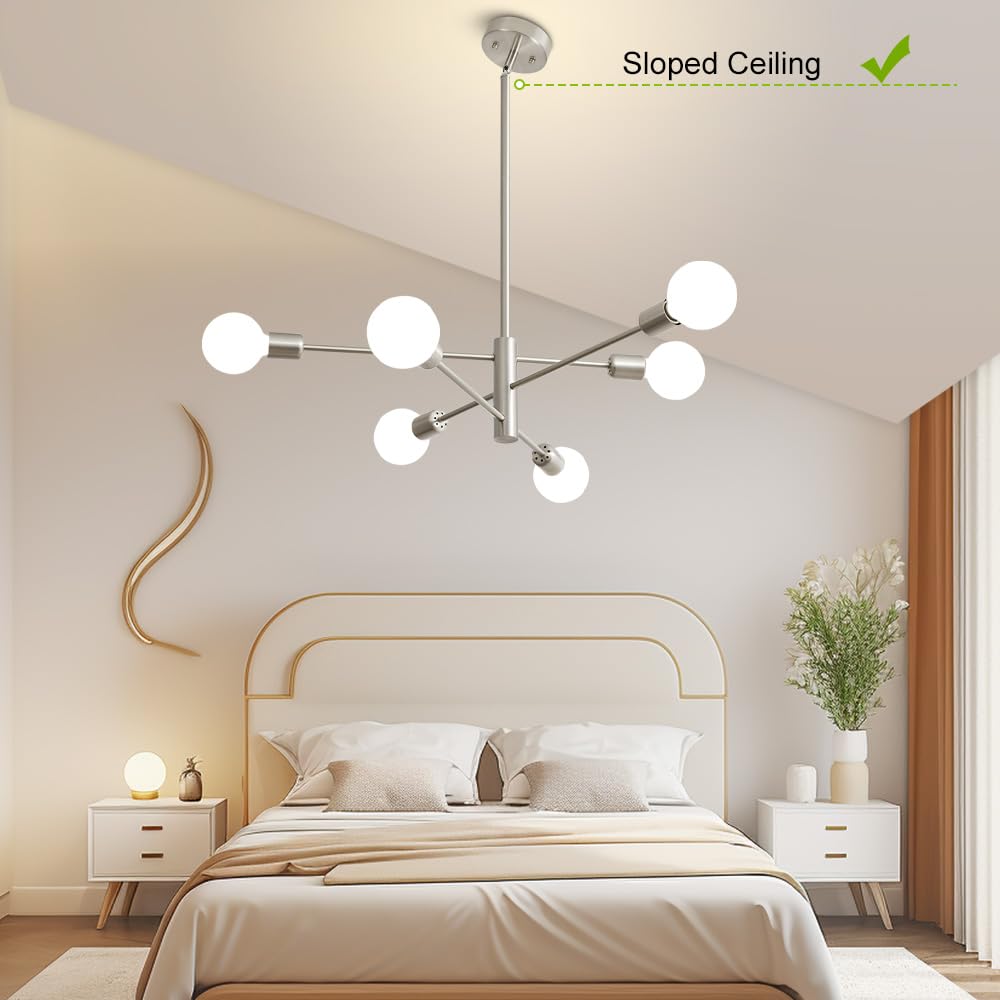 Chandeliers for Dining Room Brushed Nickel 6Light Modern Kitchen Chandelier (Brushed Nickel / 6-light)
