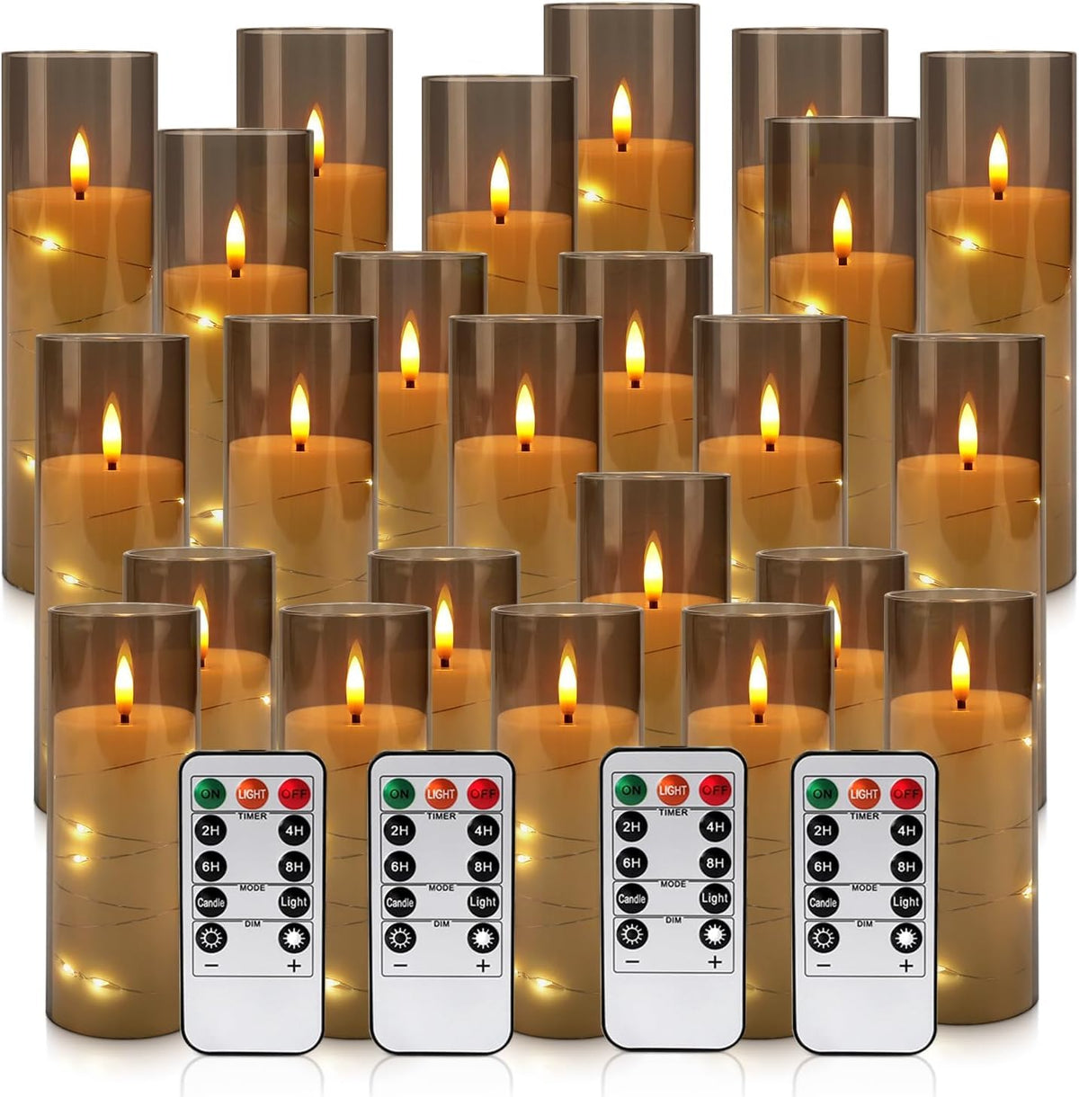 Halloween Decoration Flickering Flameless Candles - 24 Pack, Grey-2
