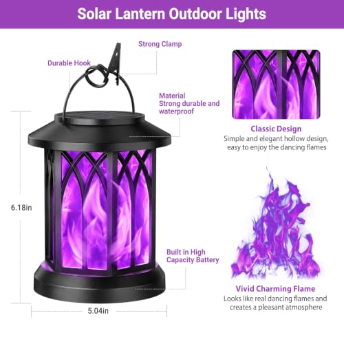 4 Pack Solar Lantern Outdoor Lights (Purple Light / 4 Pack)