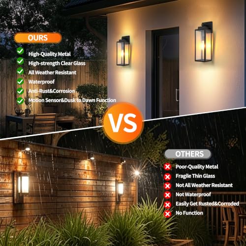 17 Inch Motion Sensor Dawn to Dusk Outdoor Sensor Light Fixture Waterproof Porch Lights Anti (17 Inch)