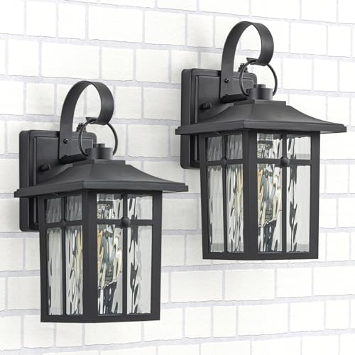 2 Pack Dusk to Dawn Outdoor Wall Lights (Black / 12.75 inch)