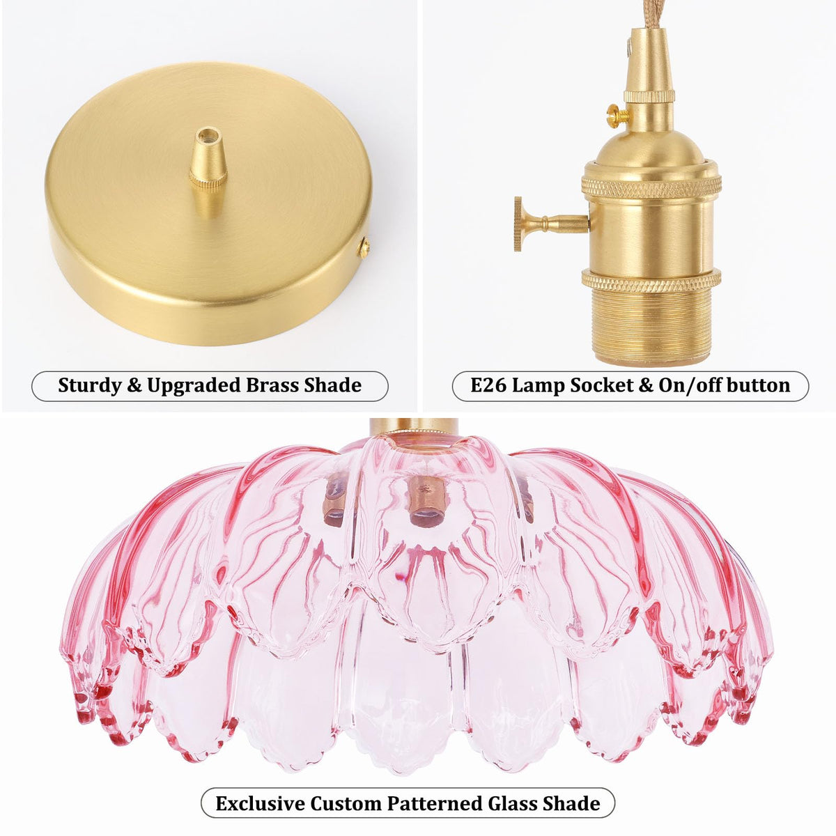 Pendant Light with Pink Scindapsus Glass Lmapshade (Scindapsus Pink)