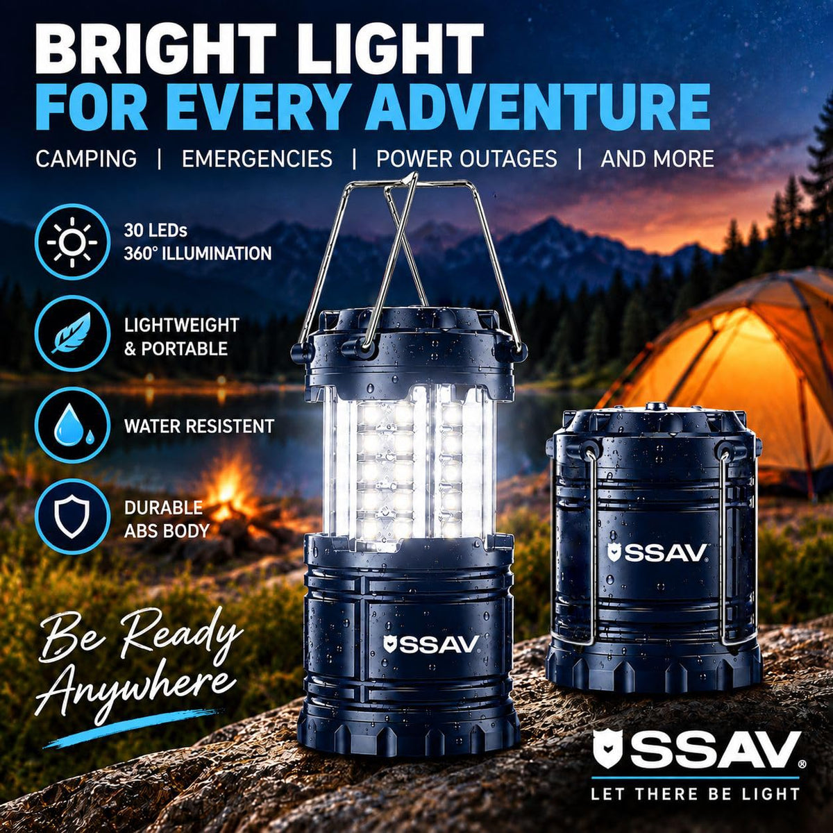 2 Pack Blue LED Lanterns (2 Pack Navy Blue)