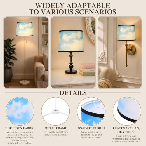 Drum Lamp Shades Set of 2 (Blue Skies&White Clouds)
