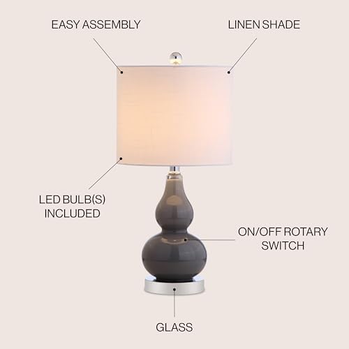 Anya Gourd Glass Table Lamp 20.5" (Single / Gray)