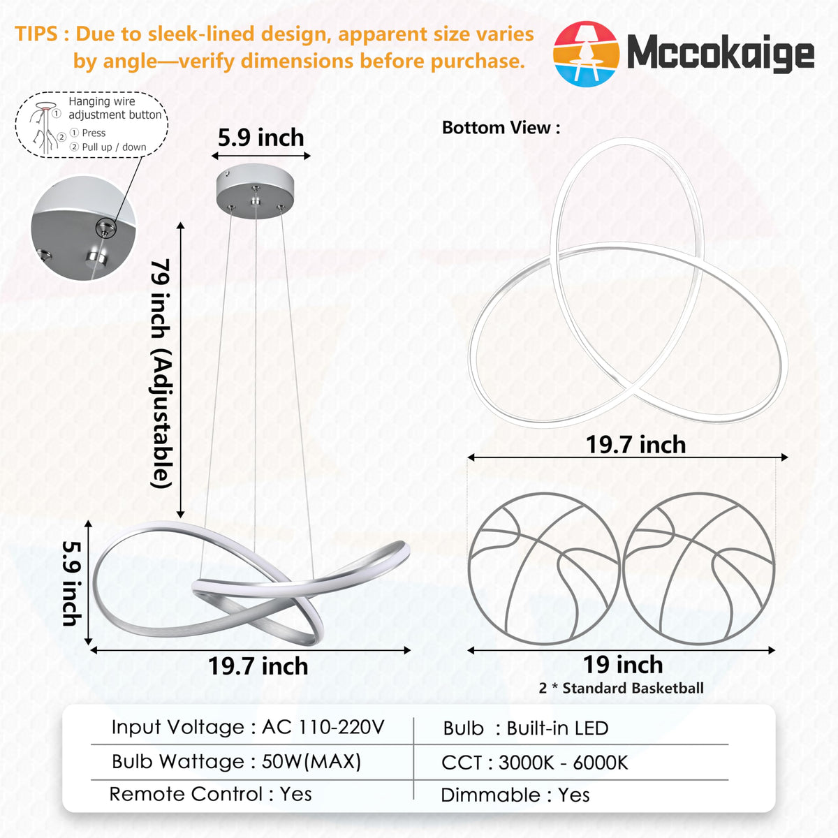 Modern LED Pendant Light Fixture Contemporary Ring Chandelier Nickel with 3000K (Nickel / 20 Inch)