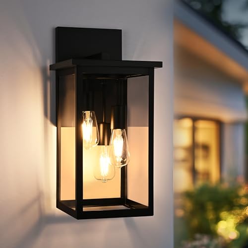 3 Light Large Outdoor Wall Sconce in Black (Black / 3-Light, 1-Pack)