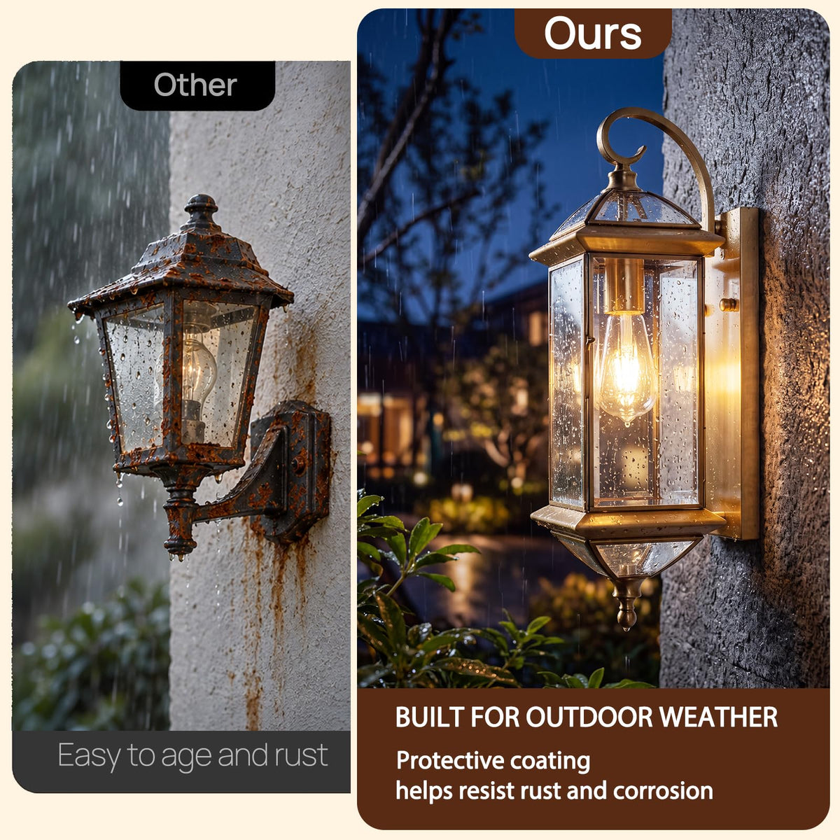 Brass Copper Exterior Wall Light 20"H Outdoor Light Fixtures (20"H Large)
