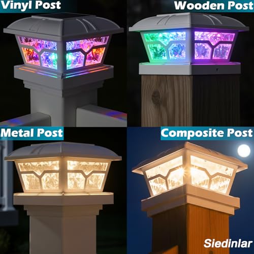 Solar Post Cap Lights Outdoor 2 Modes (Rgb White / 6 Pack)