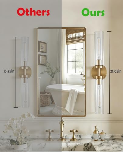 Brushed Brass Wall Sconces Set of 2 (Brushed Brass)