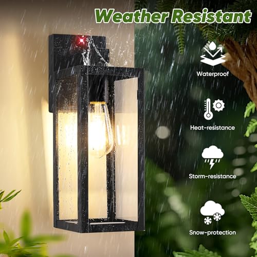 15" Large Upgraded Motion Sensor Outdoor Wall Light Fixture (Black / 15in)