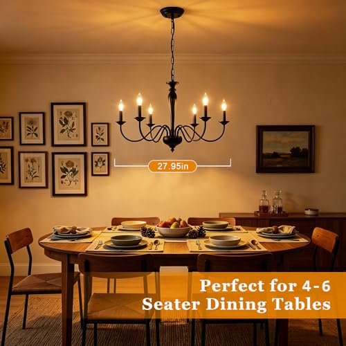 28" Farmhouse Chandelier (Black / 6-light)