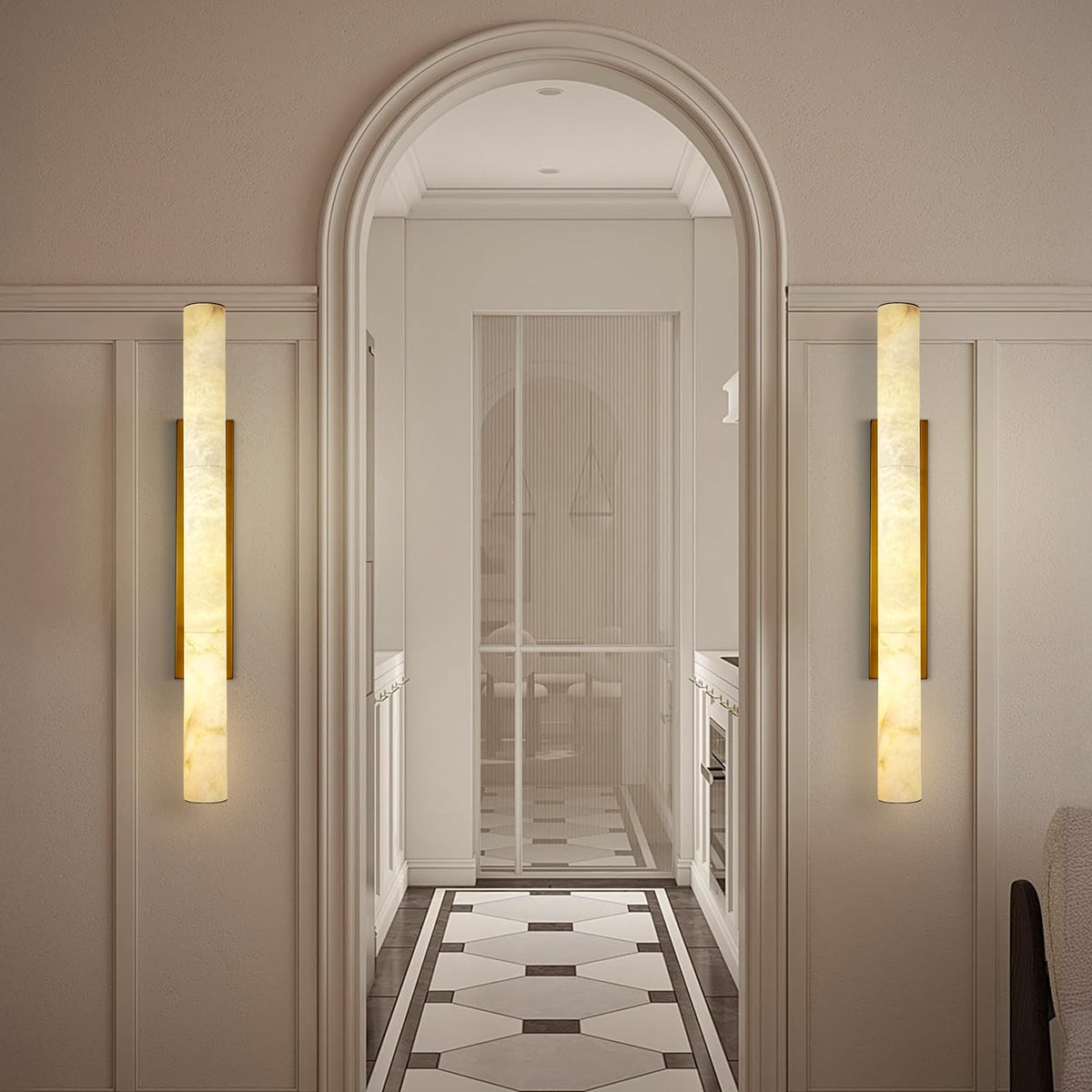 Brass Alabaster Wall Sconces (Brass-1 PC / 36")