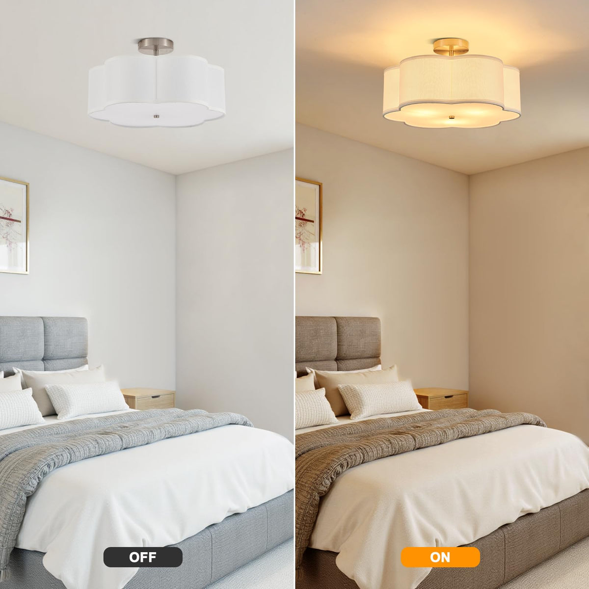 18" Chrome Semi Flush Mount Ceiling Light (18" Chrome Layered Petal)