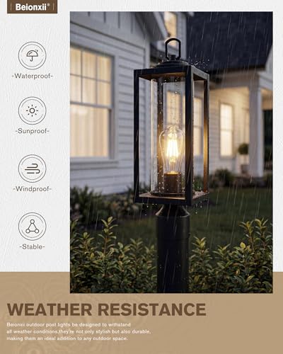 18Inch Outdoor Post Lights (Black(No Sensor) / 18.3 in)