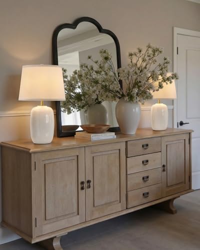 22 Inch White Ceramic Table Lamps Set of 2 (H22" White Ceramic + White Shade (2 Pack) / H22 × ∅12.2 inch)